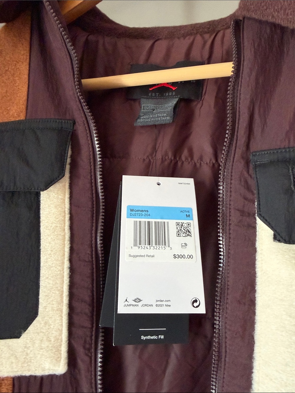 Jordan Men’s Brown & Cream Utility Jacket with Black Pocket Accents - Picture 2 of 4